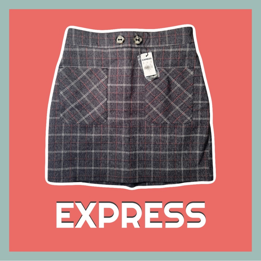 EXPRESS Plaid Pencil Mini Skirt